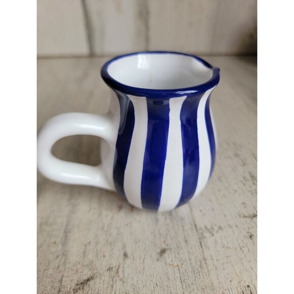 City to cottage mini creamer picture dark blue striped tea coffee‎ - Picture 6 of 7